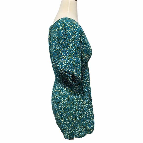 Xhilaration V-Neck Cheetah Leopard Animal Print‎ Swim Cover Up Blue Green Large - Picture 3 of 9